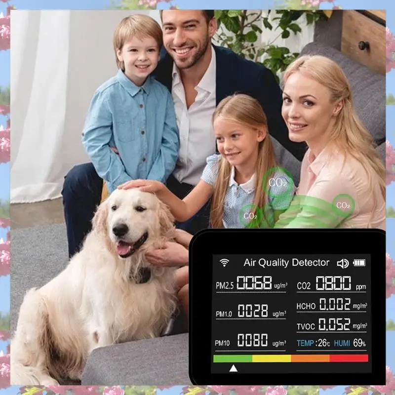 Probador de Calidad del aire WIFI Tuya, ABS negro, CO2/TVOC/HCHO/PM2.5/PM1.0/PM10/temperatura/humedad/fecha/alarma/cronómetro CO2 Met, superventas