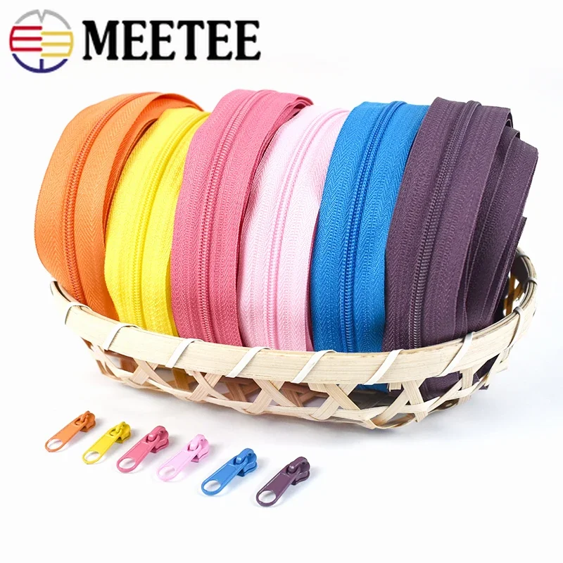 5/10/20Meters 5# Nylon Coil Zipper Roll with Slider Zippers Tape for Sewing Clothing Bags Zip Repair Kit DIY Garment Accessories