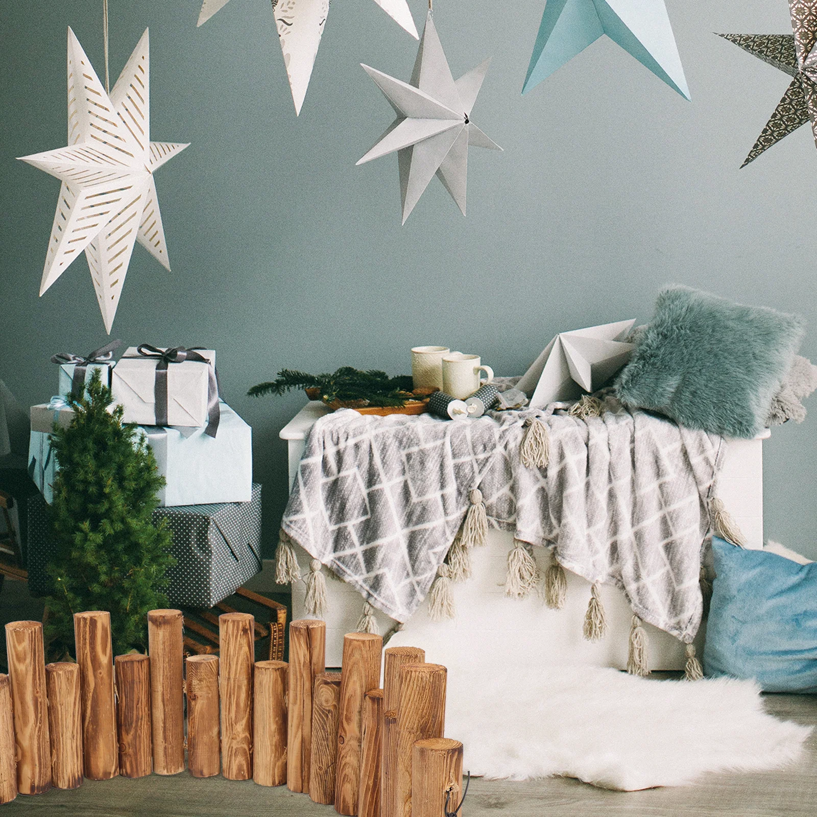 

1pc Wooden Outdoor Wood Fences Vegetable Decorative Yard Fences Anti-Corrosive Garden Grass Fence Courtyard Partition Fence