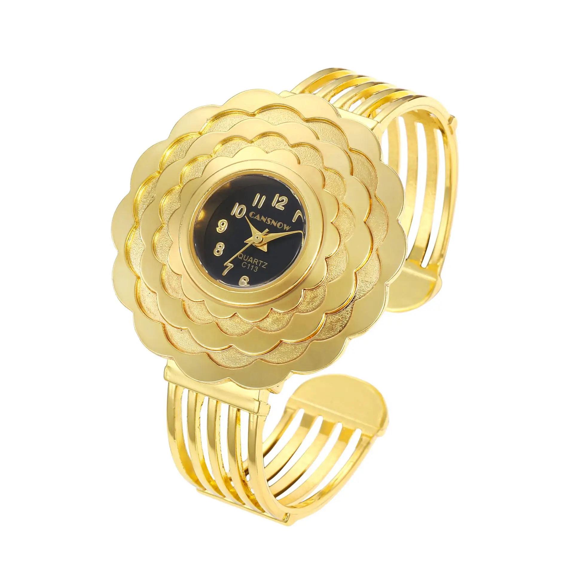 Orologi da donna con quadrante floreale con diamanti di lusso Orologio da donna elegante in acciaio inossidabile con cinturino al quarzo Orologio da polso femminile reloj