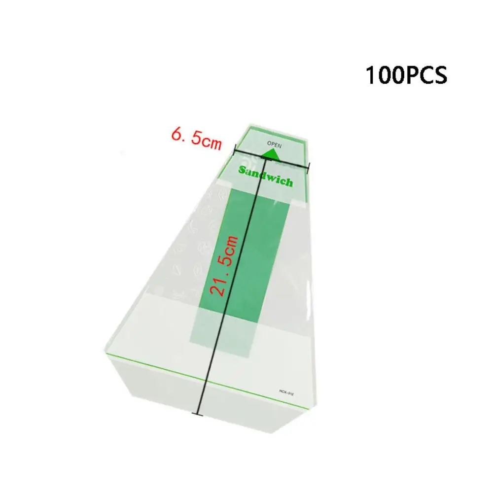 

100pcs Plastic Disposable Sandwich Packaging Bag Triangle Easy To Tear Bread Bags Transparent Printed Sandwich Wrappers