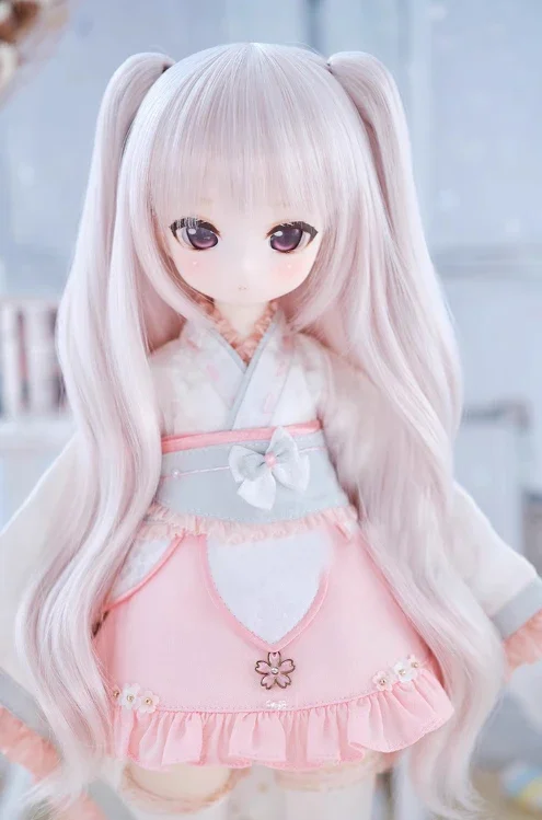 （Customize 30 Days） BJD DD SD MSD 1/3 1/4 1/6 doll's Accessoriess wig brown pink  colorful Long curly single ponytail 1pcs