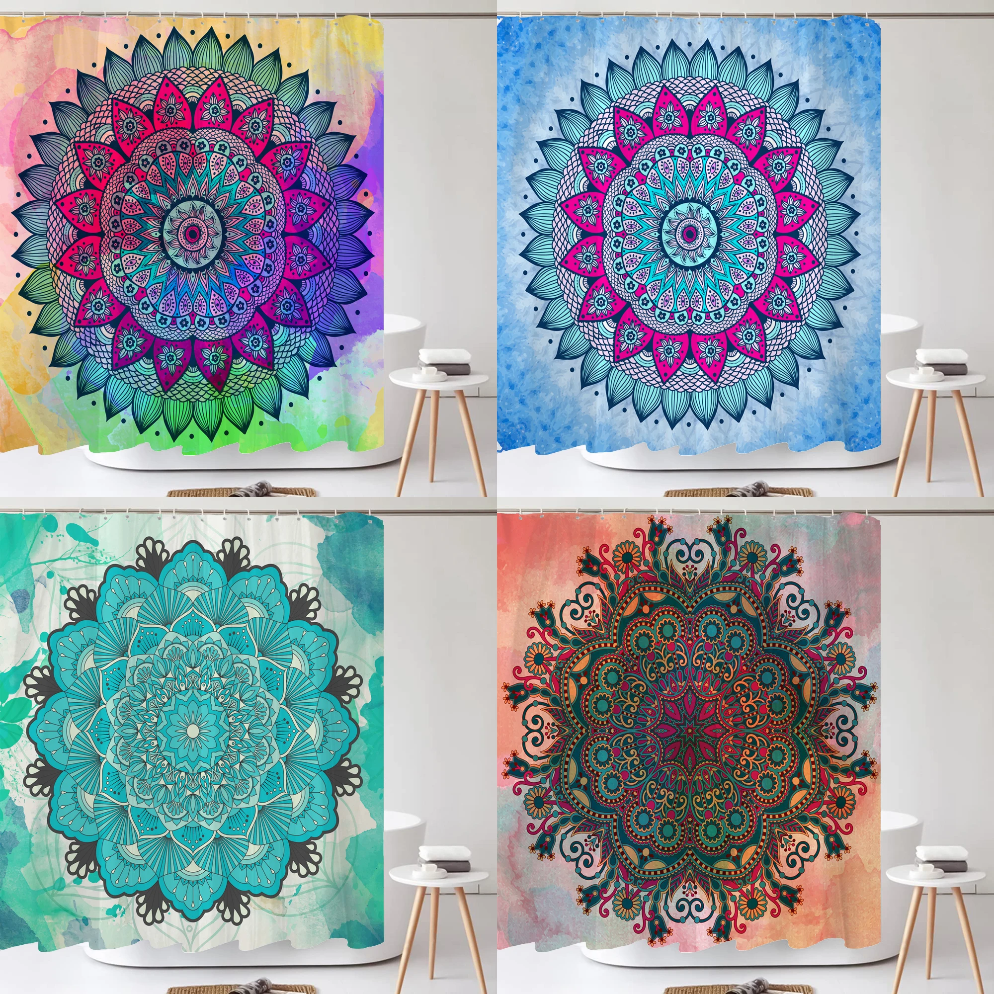 

Shower Curtain Various Indian Mandala 3D Printing Shower Curtain Polyester Bathroom Waterproof Home Decor Curtain 180x180cm