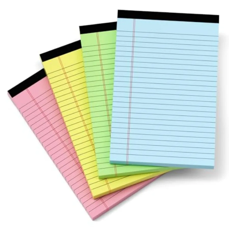 

Small Colored Legal Pads 5x8, 4 Pack Colored Notepads 5x8, Led Note Pads College Ruled, Small Notebook Paper 5x8 Colored Note P
