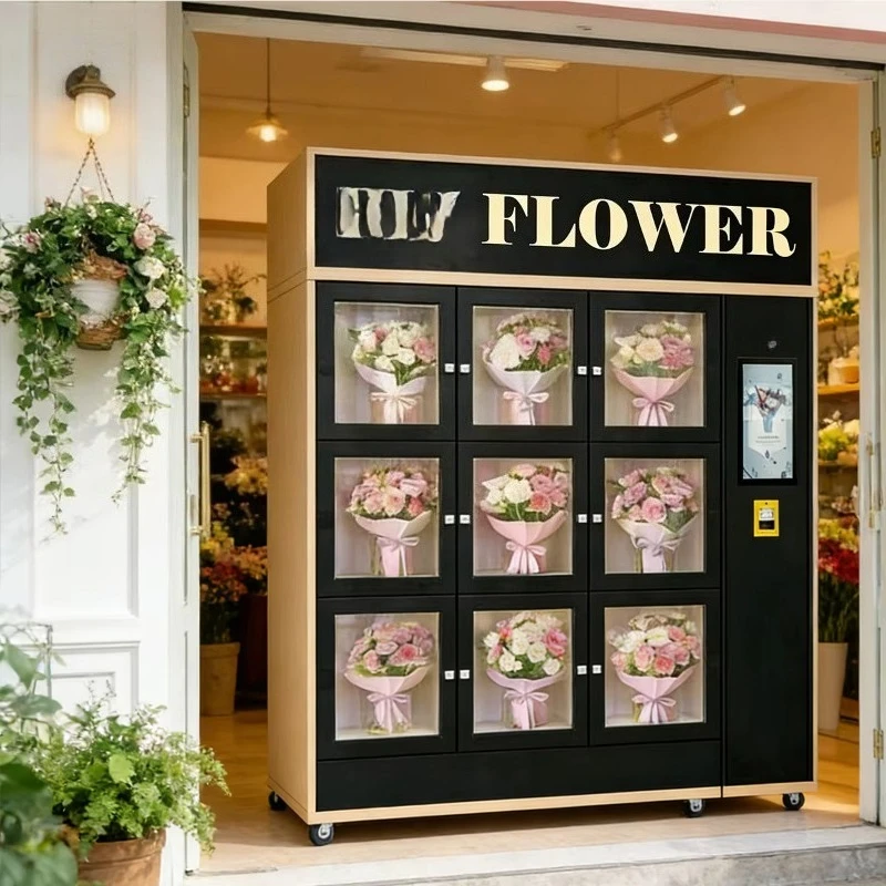 Flower Vending Machine Customized Large Storage Capacity 21.5 Inch Touch Screen Constant Temperature Refrigeration Fresh Flower