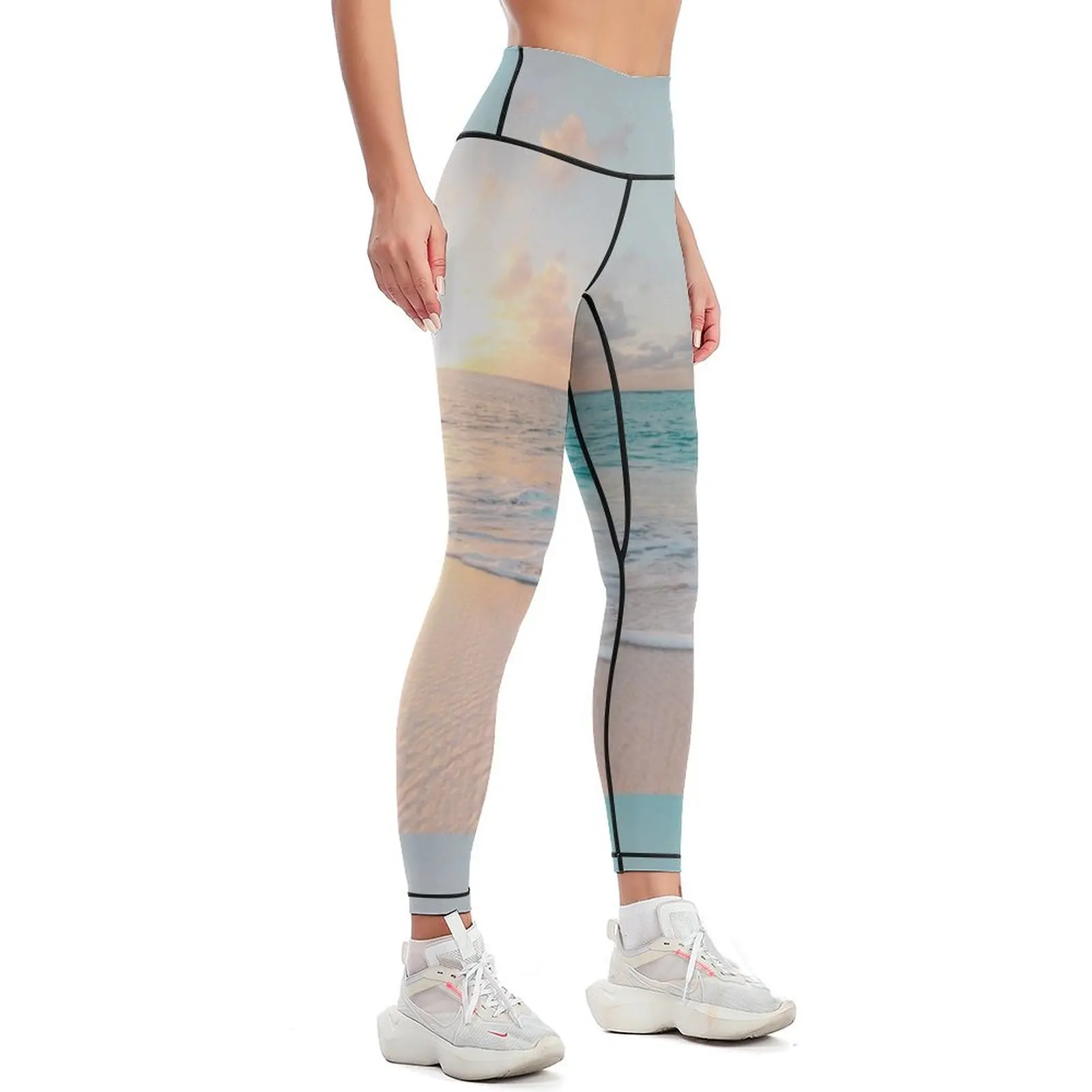 Tropical Clear Ocean Sunset Leggings Sports pants for Women's sports Women's tights Womens Leggings