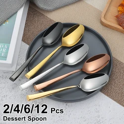 2/4/6/12pcs Gold Dessert Spoons Stainless Steel 304 Spoon Set Ice Cream Cake Spoon Mirror Cutlery Sliver Elegant Tableware