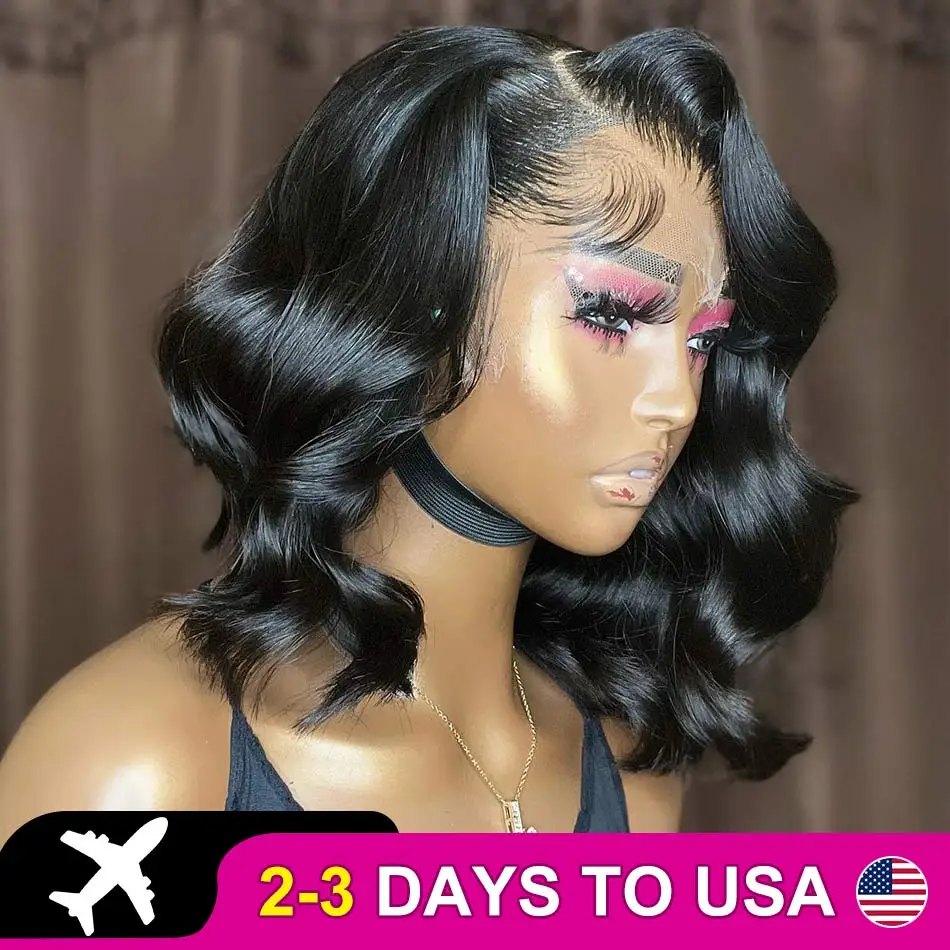 200% Bob Body Wave Wig Human Hair Brazilian Pre Plucked 13X4 13x6 HD Transpare Lace Frontal 5x5 Glueless Closure Wigs For Women