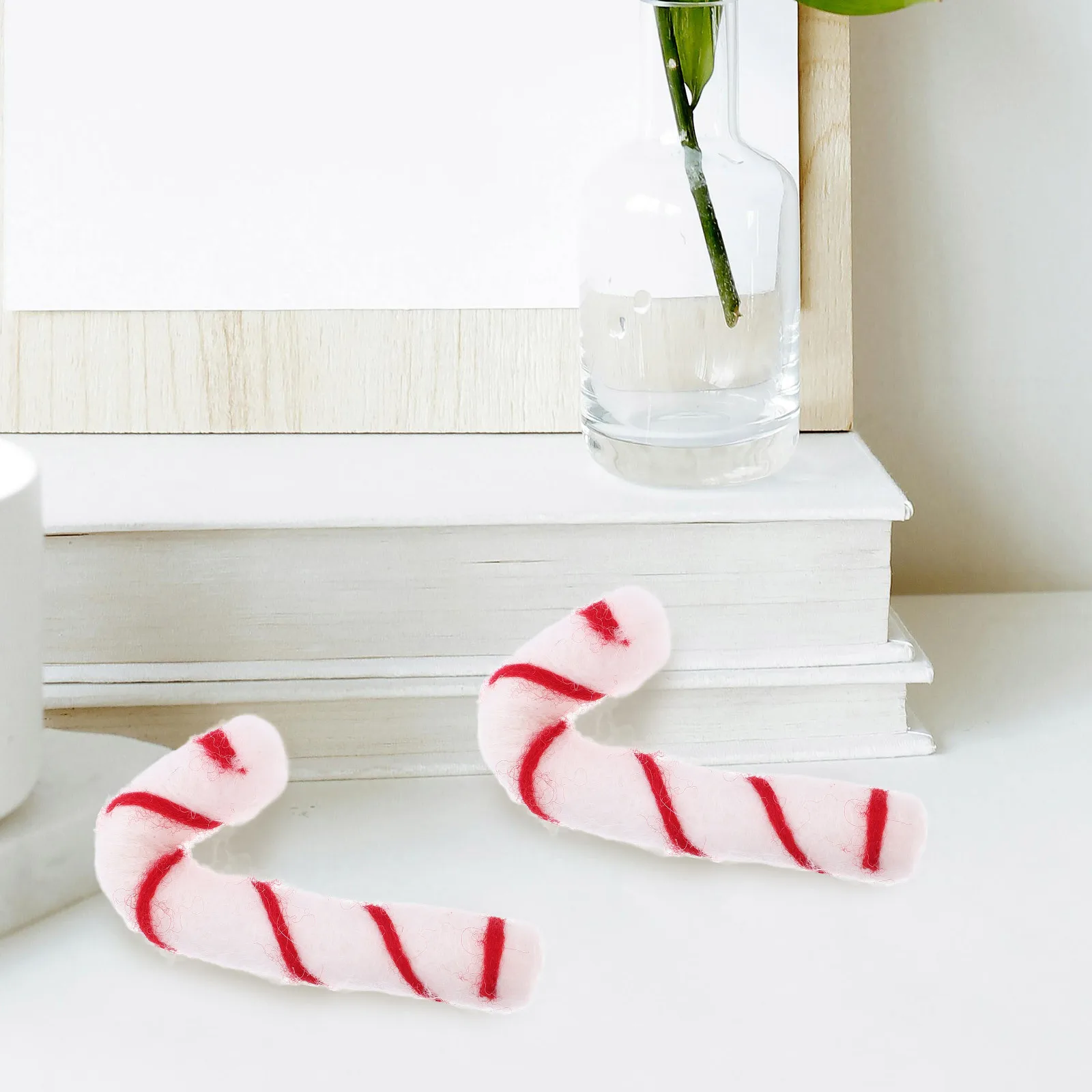 

6Pcs Mini Felt Candy Cane Charms for Christmas DIY Decorations Ornaments for Tree Phone Cases Stationery Craft Projects Xmas