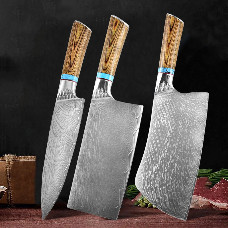 

Damascus Steel Cleaver Knife, Traditional Hand-Forged Chef Knife, Kitchen Knife for Cutting Chopping, Salmon Fish Fillet Knife