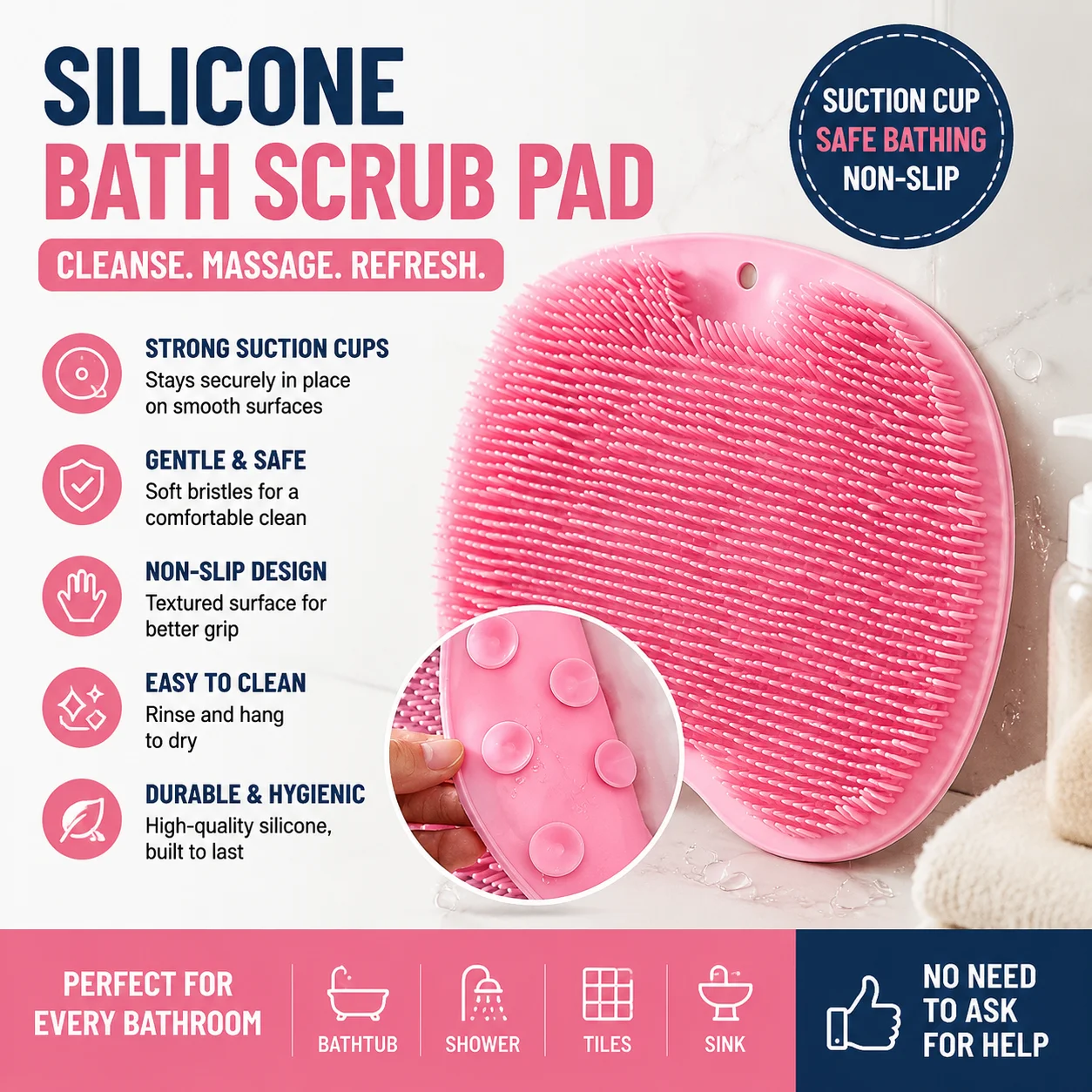 Rubbing the back to take a bath, using a magic tool for bathing. Rubbing the back to take a bath with a silicone brush