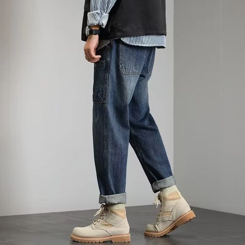 Rechte losse mannelijke cowboybroek Broek Origineel gestapeld wijde pijpen Zacht Harajuku Trend 2025, Y2k Vintage Xs Baggy herenjeans
