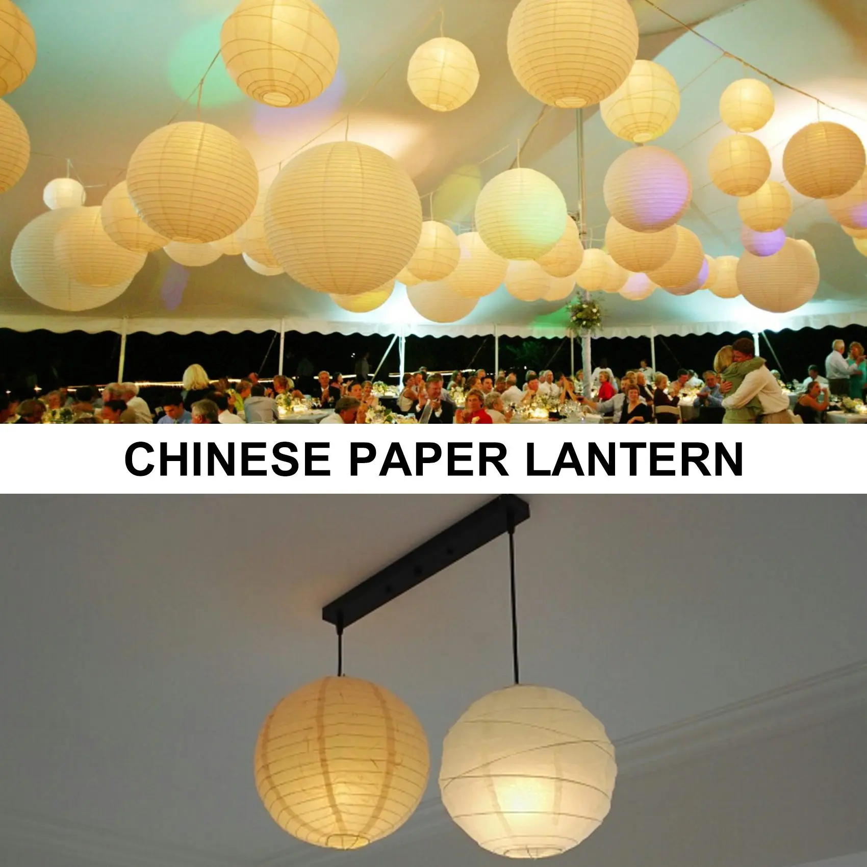 Linterna de papel japonesa china para boda, pantalla de 40cm(16 "), color blanco cremoso, 1 unidad