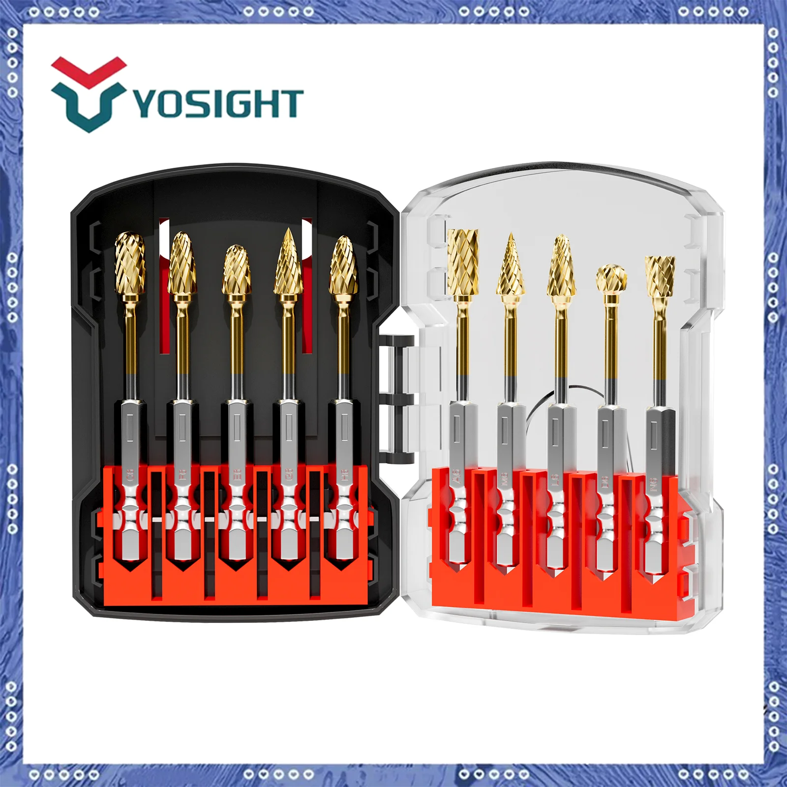 

10 шт. набор вращающихся напильников с двойной канавкой из титанового сплава, подходит для резки дерева, снятия фаски, закругления, канавок, удаления заусенцев