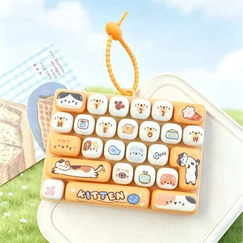 Cartoon Animal Diary 26 Grid Stress Relief Keyboard Keycap Keychain for Bags Backpacks Cars Teens Adults Couples Students Fun Gi