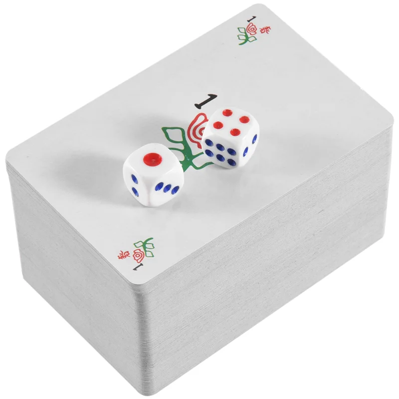 VO-144 шт./компл. Маджонг бумага Маджонг китайские игральные карты игры с 2 шт. кубиками портативный дорожный развлекательный комплект игральных карт