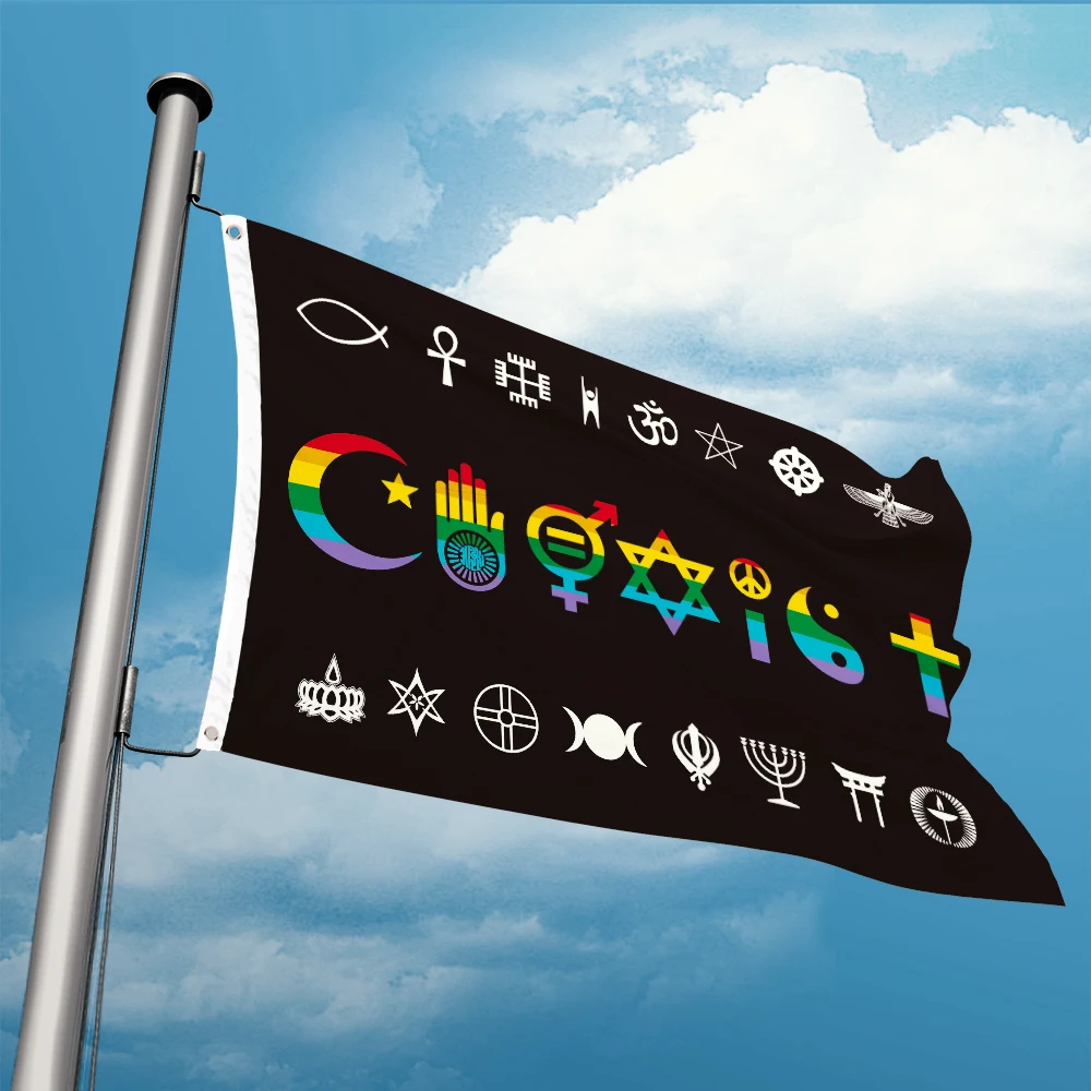 Coexist Rainbow World Peace Love Human Rights Religious Gay Pride Flag 3ft x 5ft Polyester Banner Flying 150* 90cm Custom