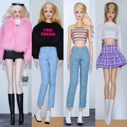 Clothing set / Fashion outfit long sleeve shirt jeans pant dress plush coat clothes / for 30cm xinyi Fr ST blythe barbie doll