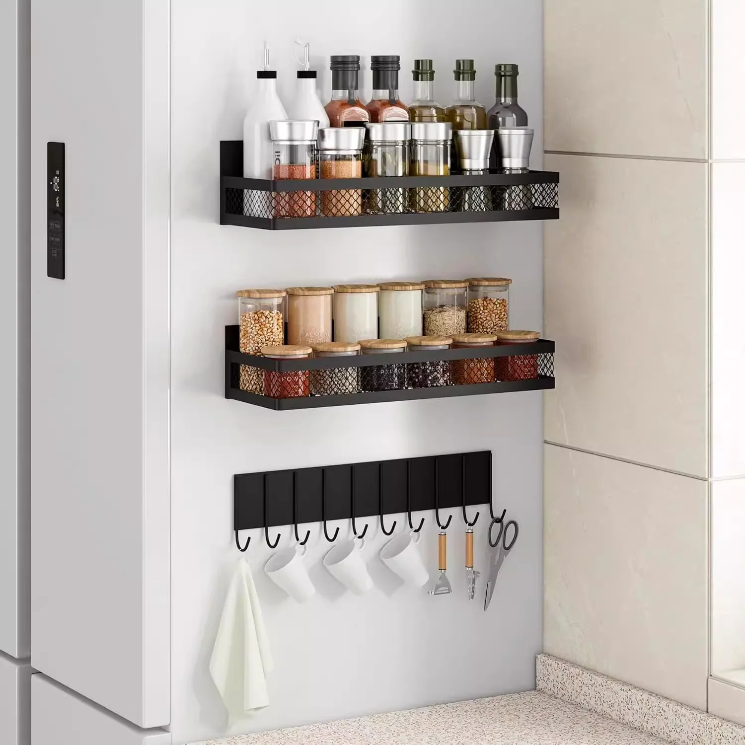 Metallisches Magnetisches Aufbewahrungsregal für Haushalt, Küche, Kühlschrank und Waschmaschine, Multifunktionales Hängeregal