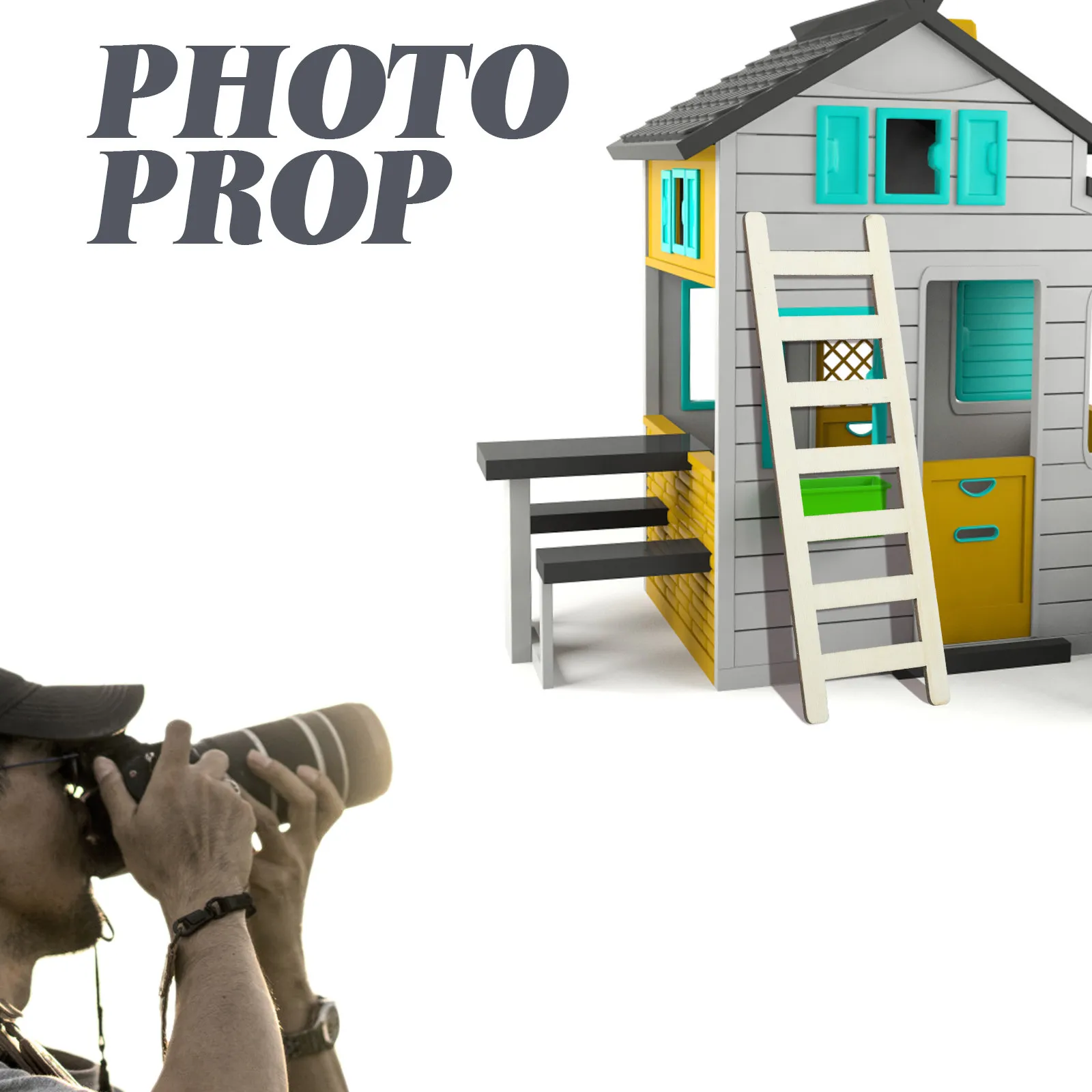 20Pcs Wooden Miniature Ladder Natural Smooth Material Mini House Scene Miniature Ladder Landscape Decoration Tiny Furniture