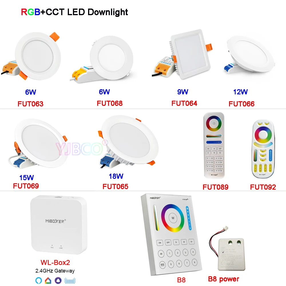 miboxer downlight led regulavel 6w 9w 12w 15w 18w rgb mais cct ac110v 220v fut061 fut063 fut066 fut068 fut069 01