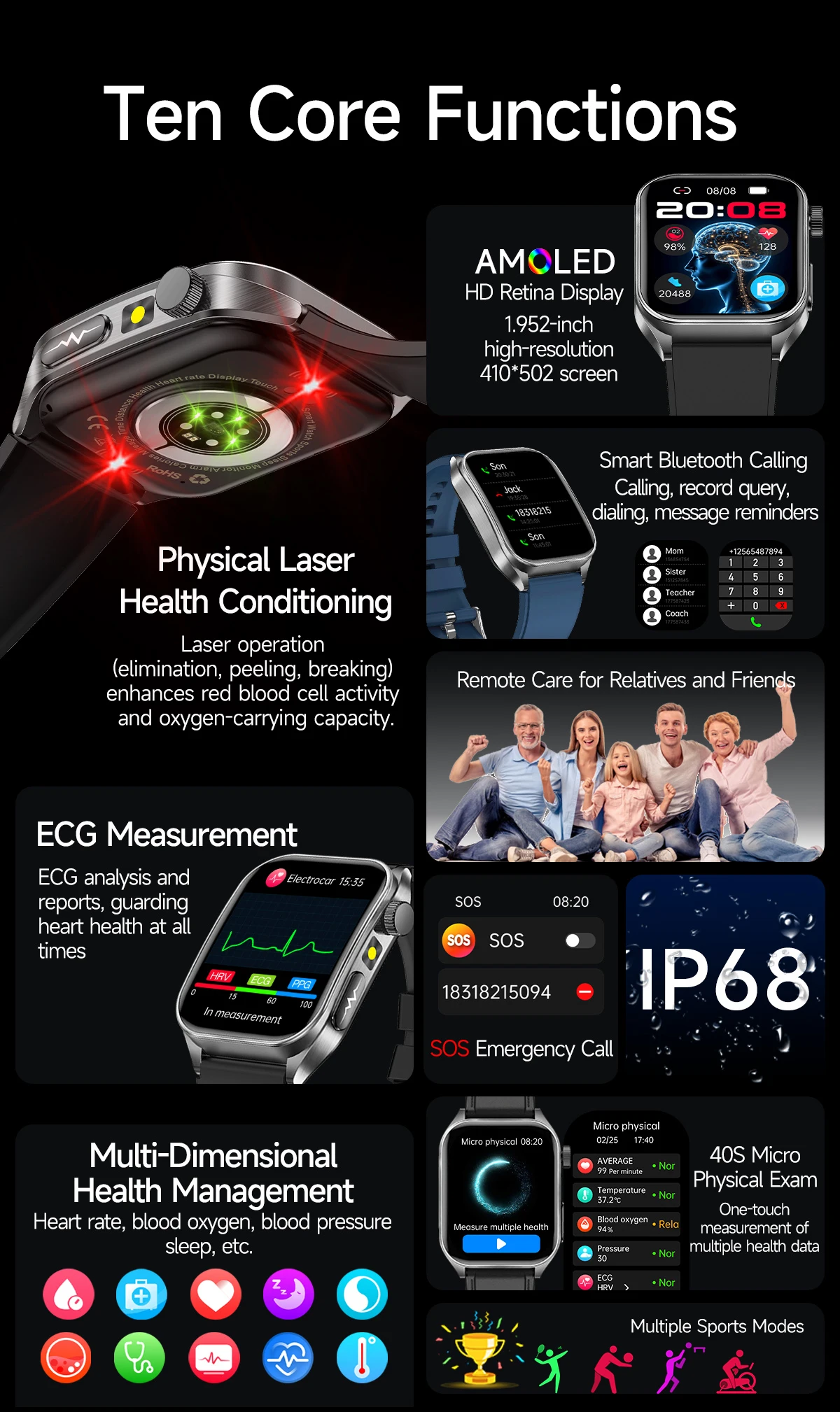 Smartwatch Avec Ecg Et Analyse De Santé Par Laser Dual-probe_voghion.com