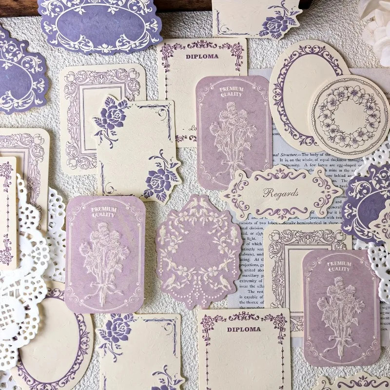 Retro Geprägtes Blumenmuster Hartkartonpapier DIY Beschreibbares Dekoratives Scrapbooking-Papier Boxed Sticky Notes Journaling-Zubehör – Detail 5