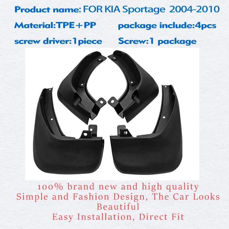 4PCS FOR Kia Sportage KM 2004 2005 2006 2007 2008 2009 2010 Mudguard Fender Mud Flap Guards Splash Mudflaps Car Accessories