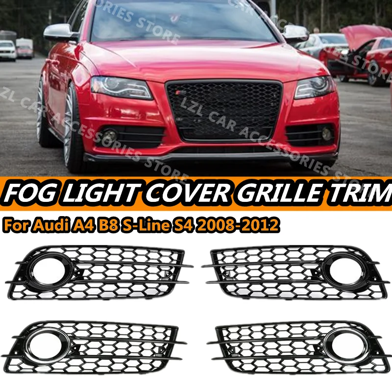 

Car Front Bumper Fog Light Lamp Grille Grill Cover Mesh Honeycomb Hex For Audi A4 B8 S-Lines S4 2008-2012 8K0807681C 8K0807682C