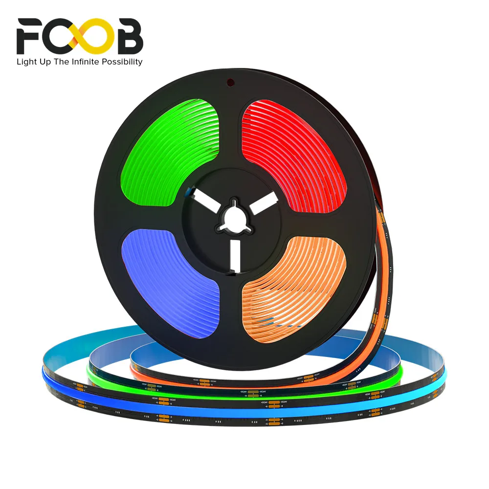 

FCOB RGB LED Strip Light 4pin 10mm DC12V 24V 810 840LEDs Flexible FOB RGB Lights High Density RA90 Linear Dimmable IP30 IP66