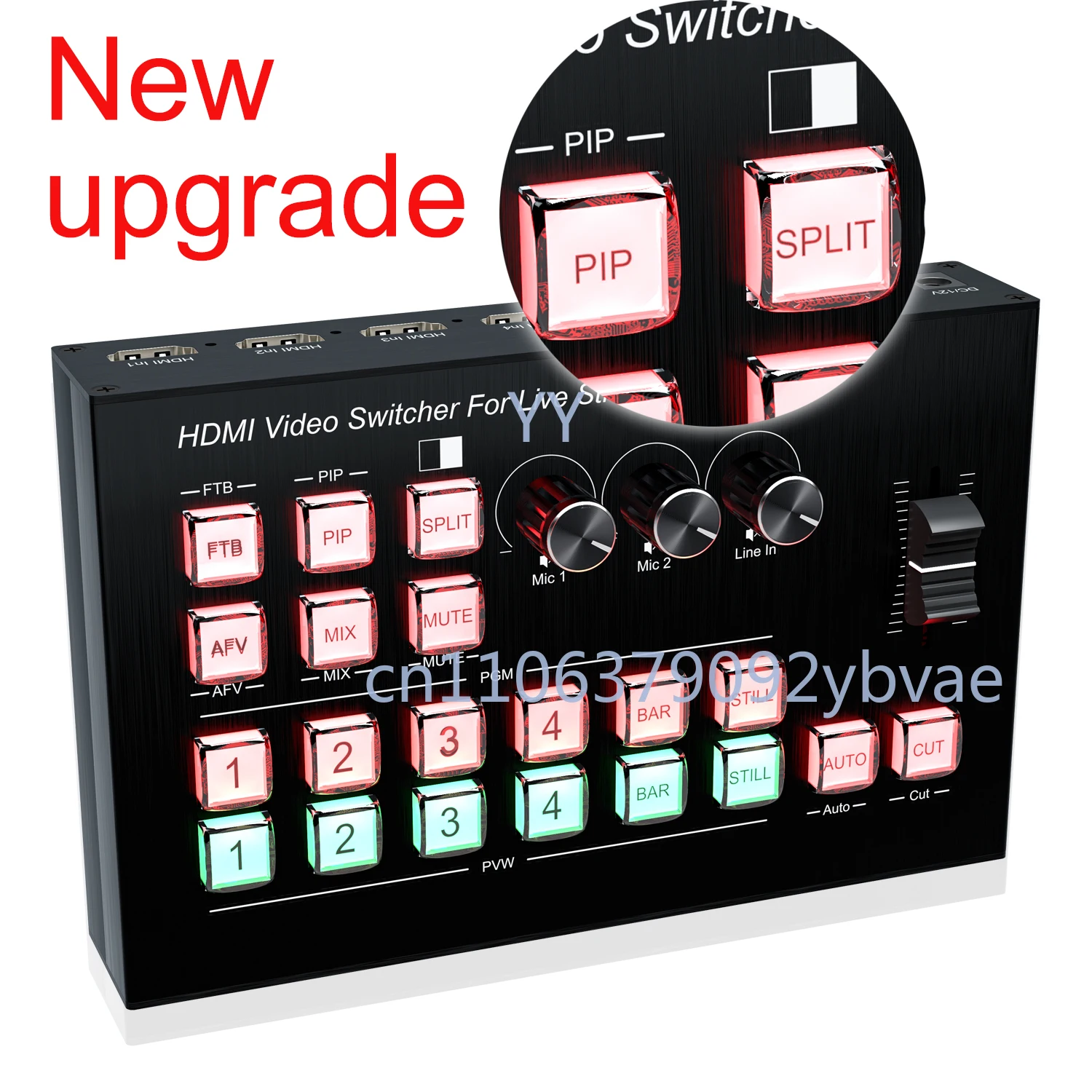 4K HDMI Video Switcher Mic Mixer Multi Camera Live Streaming Broadcasting Production Support Type C Video Capture Card Record