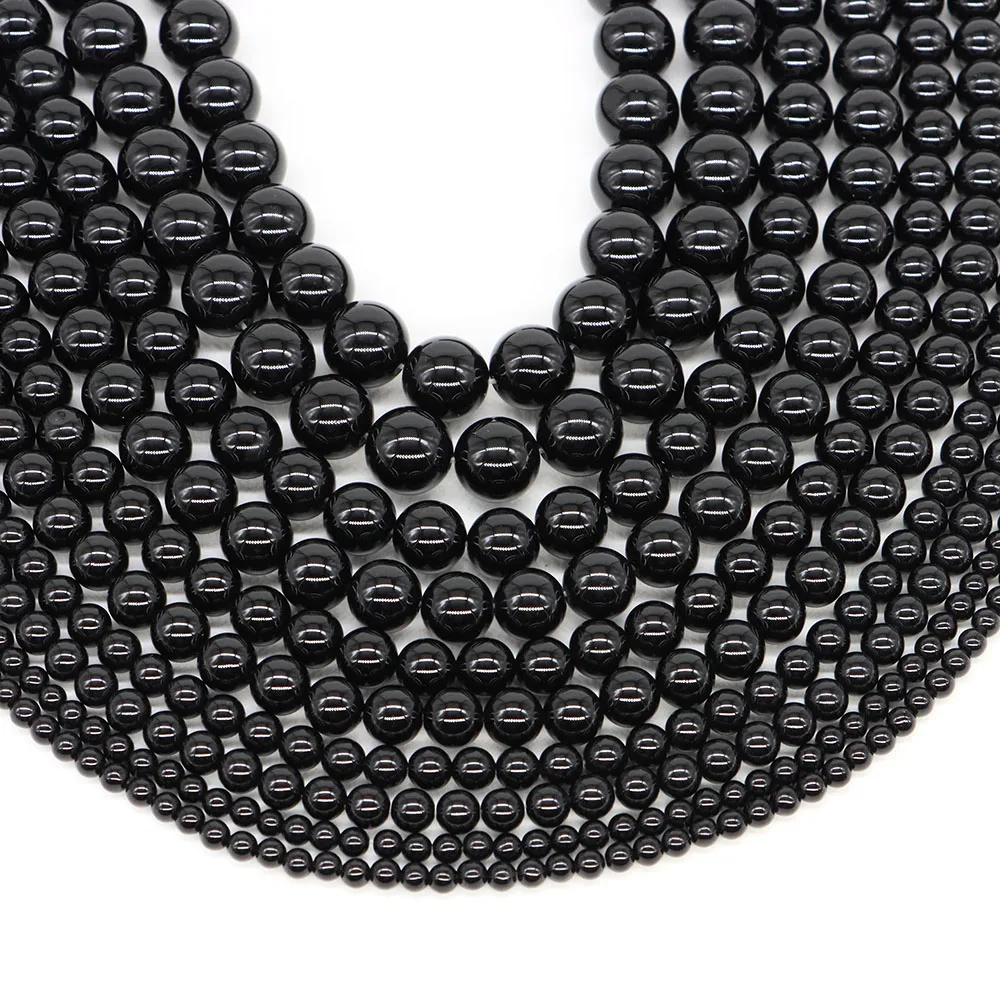 4/6/8/10/12/14mm Black Onyx Beads Natural Stone Healing Crystal Round Loose Agate Bead for Jewelry Making DIY Bracelet Accessory