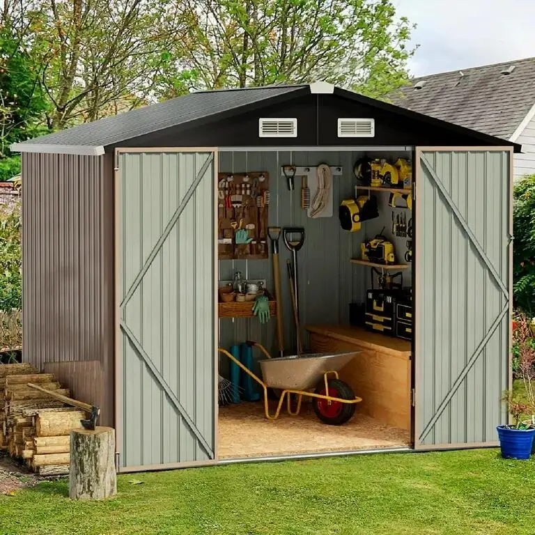 Garden Shed Backyard Patio Lawn Steel Garden Tool Storage Shed Outdoor Metal Storage Sheds