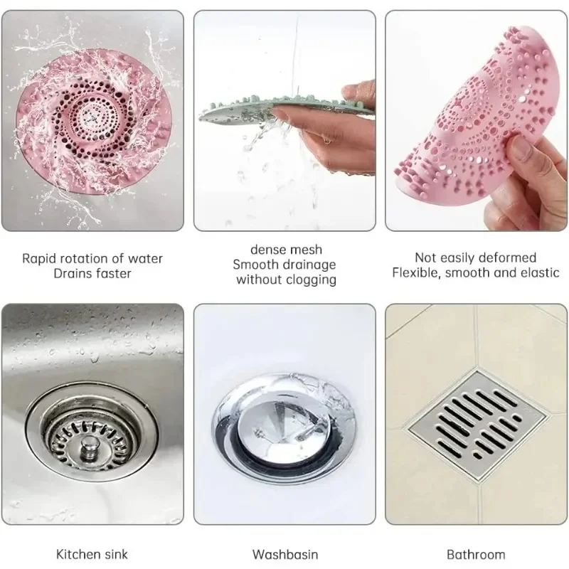 1Pcs Floor Filter Sink Strainers Hair Catcher For Kitchen Bathroom Accessories Silicone Drain Strainer Household Shower - view 6