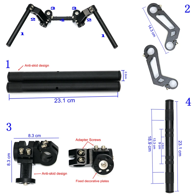 Moflyer Motorcycle CNC Adjustable Steering Handlebar 7/8\