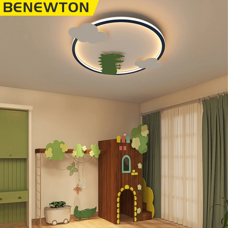 BENEWTON Creative Children Room Ceiling Lamp Round Dinosaur Modern Boy Girl Bedroom Lighting for Kids Lamps Decoration