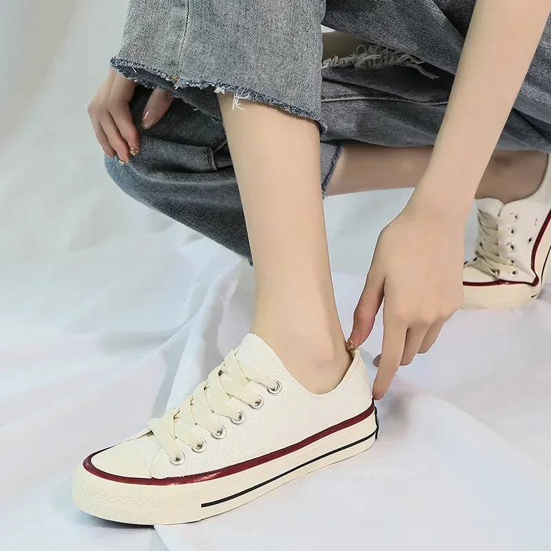 ❤ ❤ 2025 2024 qualidade vulcanizada para homens mulheres sapatos de lona esportes apartamentos tênis masculino alta baixa rendas até novo ★ ☆