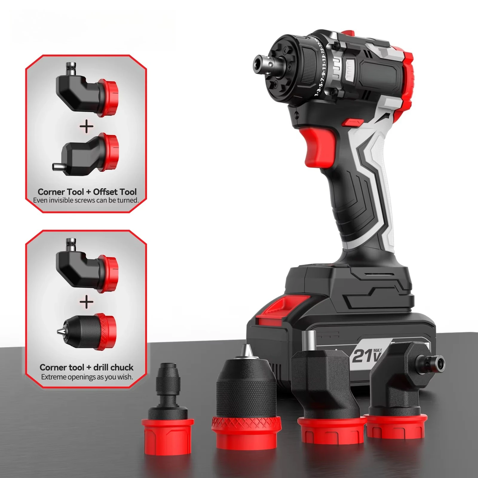 Multi-functional New Design Electric Screw Driver 4 in 1 Multi-Head Cordless Screwdriver Set Drill