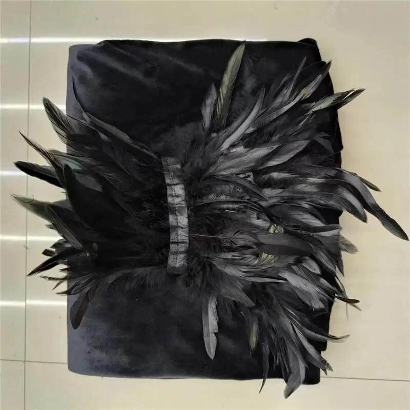 Feather Long Cloak Cosplay Costumes Feather Cape Halloween Masque Party Stage Show Feather Collar Cape for Men Women Fancy Dress