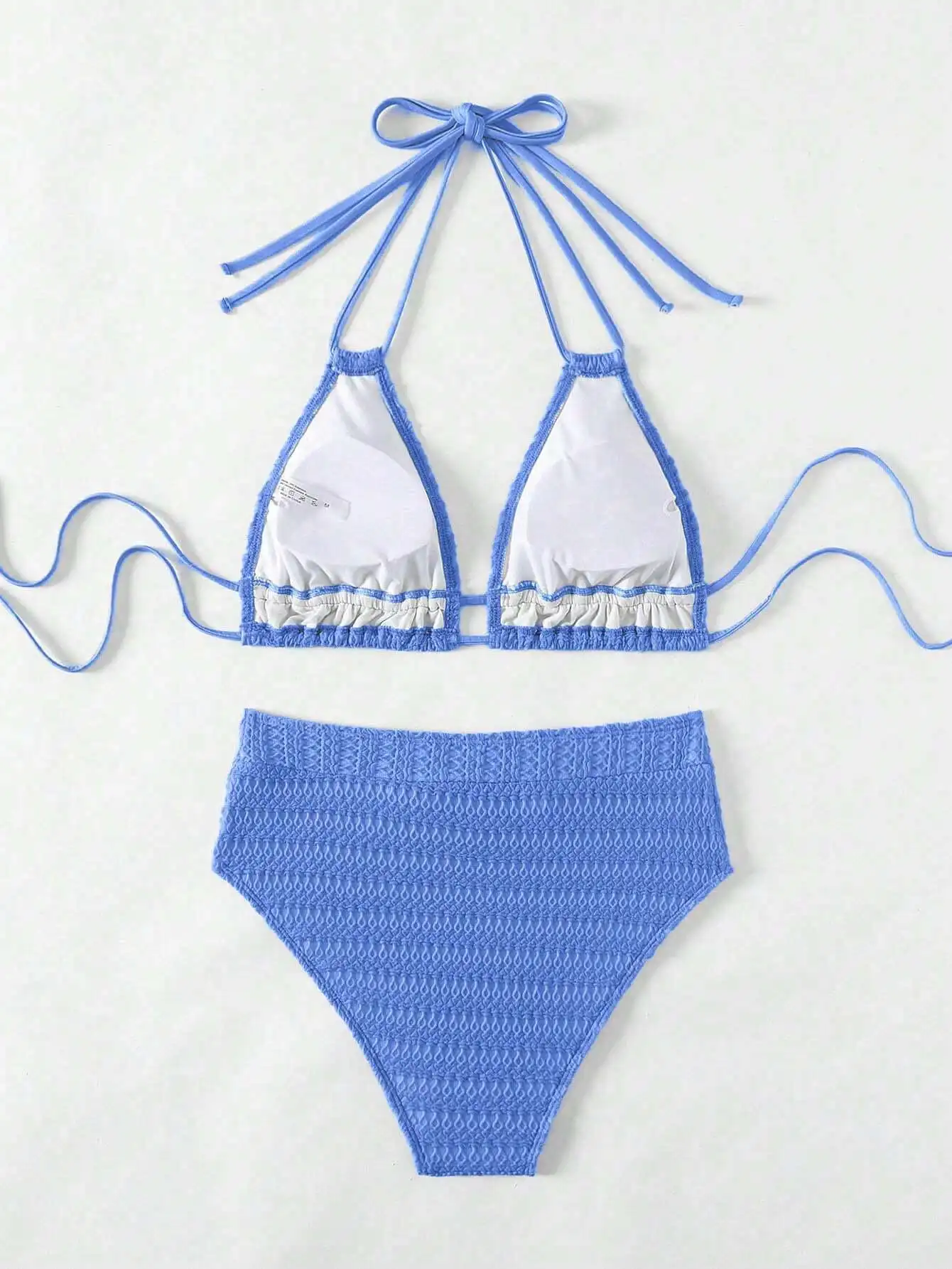 

Женский однотонный комплект бикини с завязками на шее и высокой талией, пляжный купальник