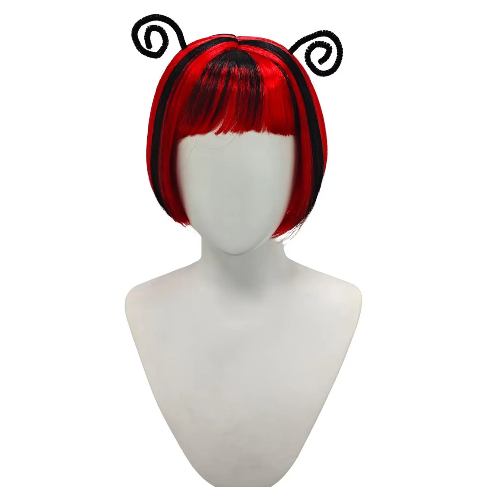 Adults Bee Cosplay Hairpiece Contrast Color Short Straight Wig with Bangs for Halloween Party