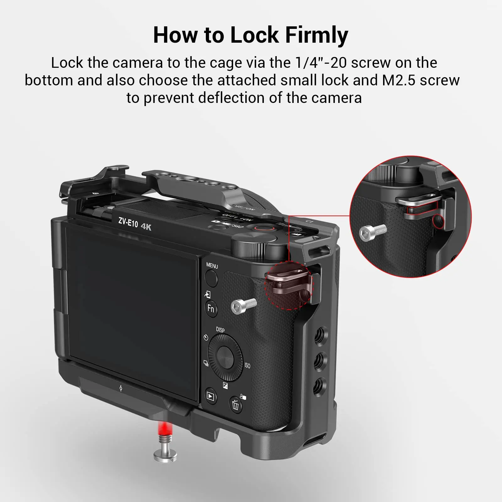 SmallRig for Sony ZV-E10 Cage with Built-in Quick Release Plate for Arca-Swiss and Cold Shoe for Sony ZV-E10 Camera Case -3531B