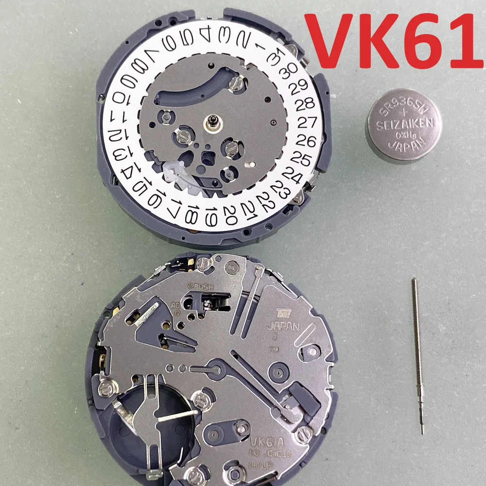 Japanese VK61A Quartz Movement  White Date Three O 'clock Position Six Hands Multi-functional 6.12 Seconds Display