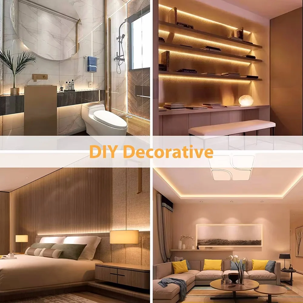 LED Neon Lights 12V Warm White LED Strip Lights Waterproof 2835 120leds/m LED Neon Rope Lights Neon LED Strip for Bedroom Indoor