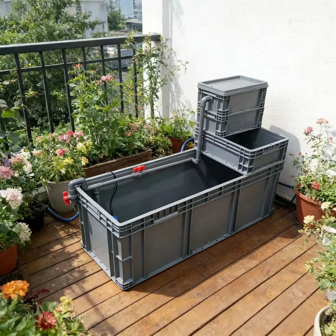 Turtle turnover filter box The whole set of ecological turtle tanks has its own filtration and water-free turtle feeding box