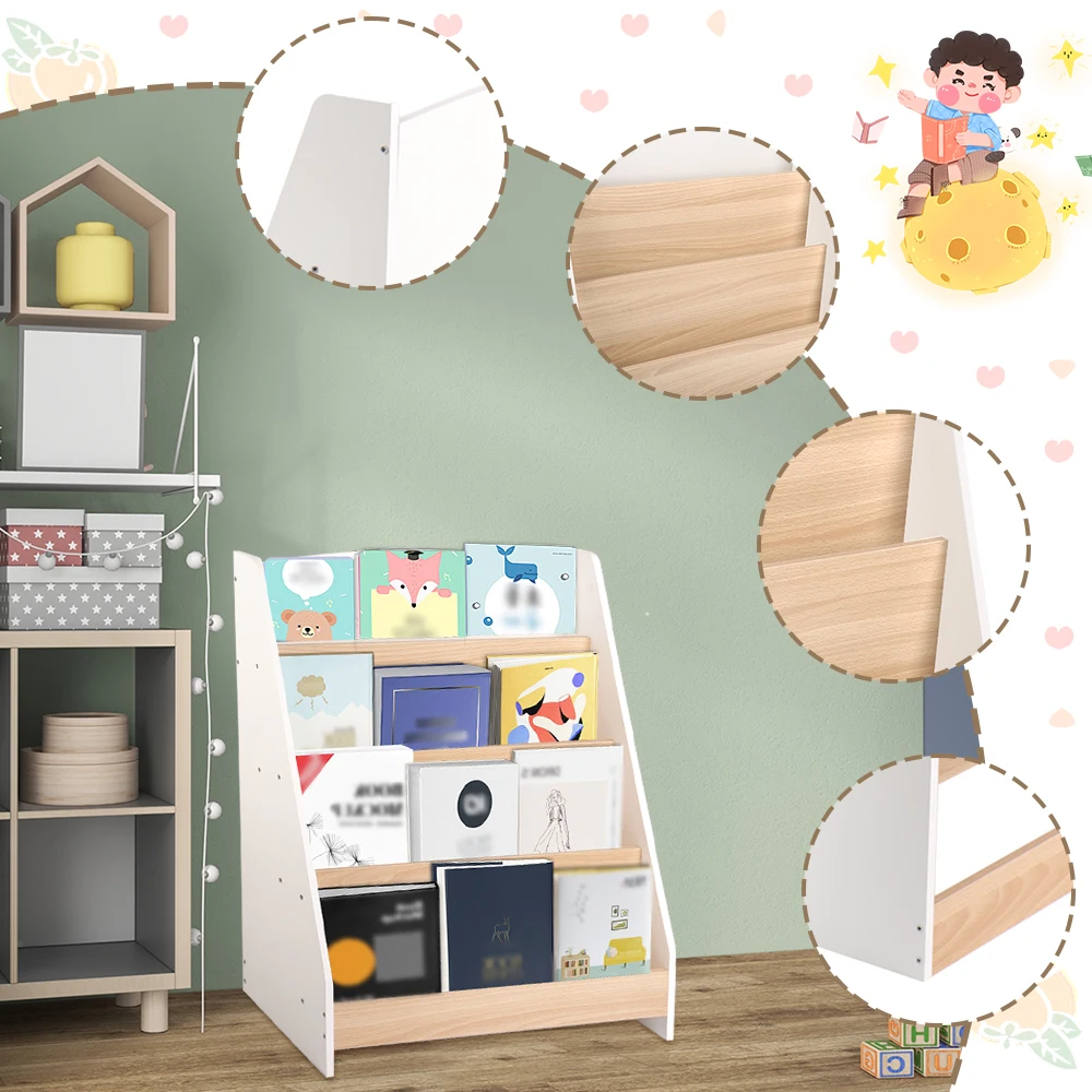 Kinder-Bücherregal und Aufbewahrungseinheit, kleines wandmontiertes Bücherregal, Bücherregal für das Babyzimmer, Kinder-Bücherregale – Detail 1