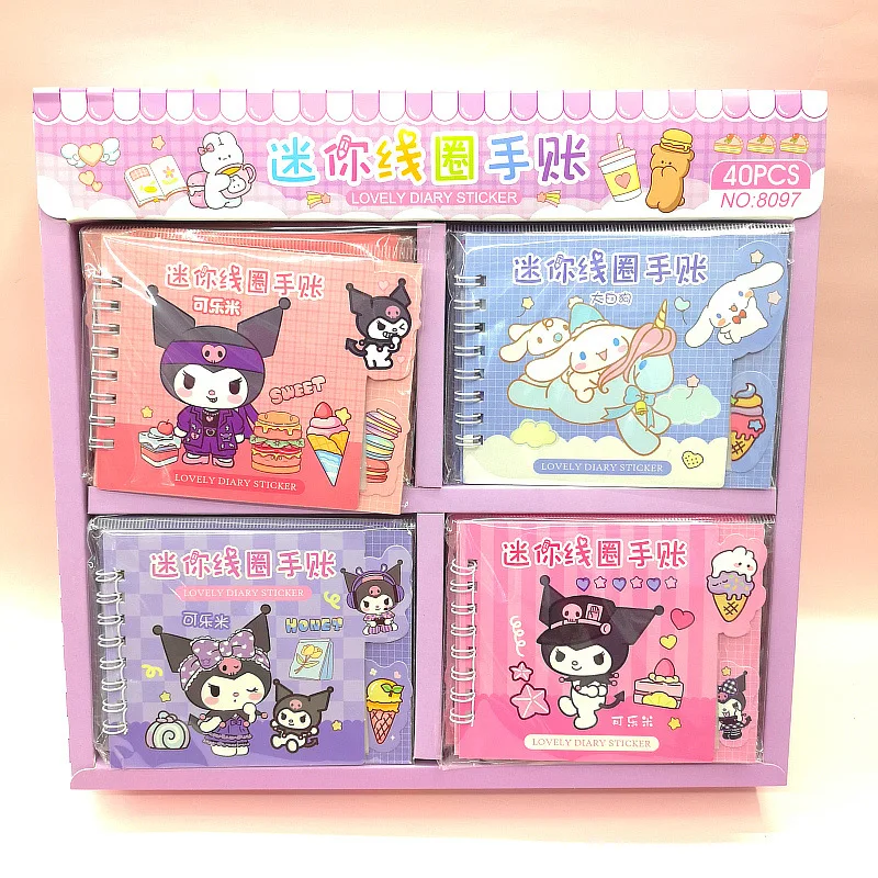 20/40pcs Sanrio Sticker Coil Book Hello Kitty Kuromi My Melody Diy Hand Account Decorative Scrapbook Stationery School Supplies