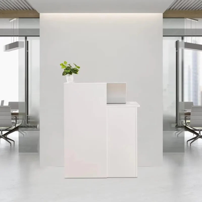 

1Reception Desk w/Two Lockable Drawers,Retail Counter with Cable Management Holes,Small Front Desk for Salon Lobby Office Home
