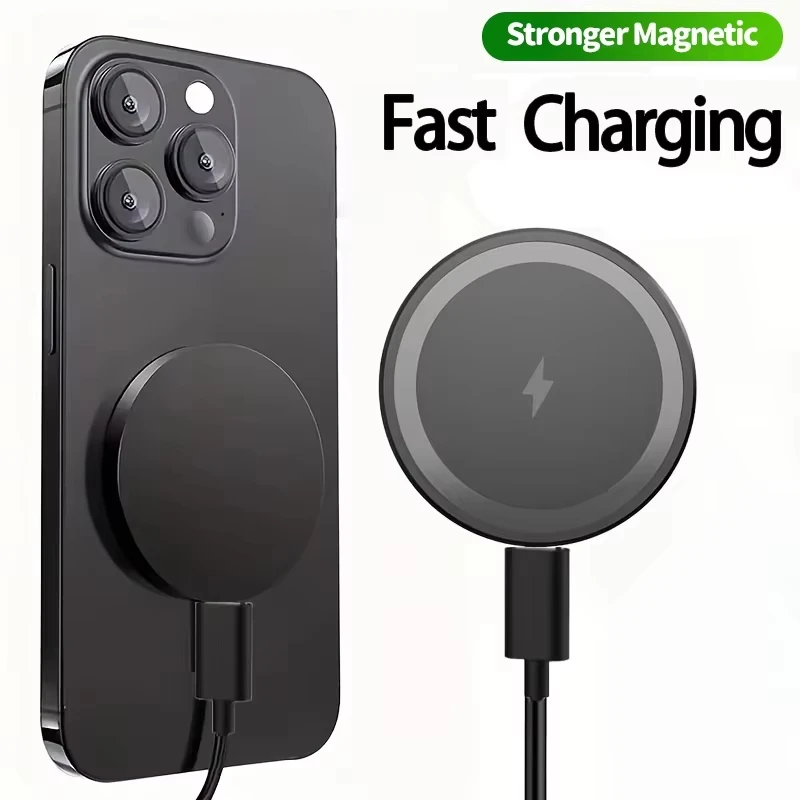 15W MagSafe Wireless Charger Pad Fast Charging Magnetic Stand for iPhone 17 16 15 14 13 Pro Max Samsung S25 USB-C Slim Portable