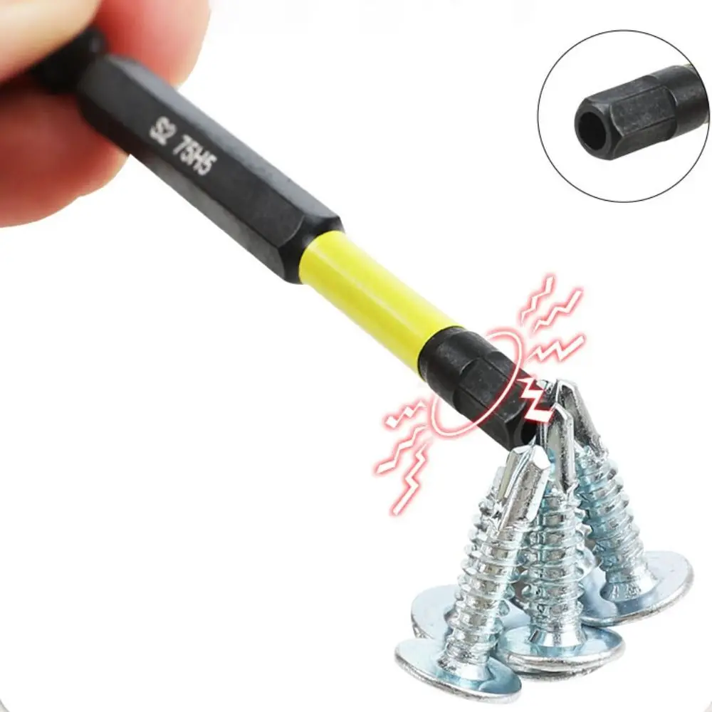 75mm Hex Head Screwdriver Bit 1/4 Inch Handle Magnetic Impact Driver Drill Bits with Hole High Concentricity